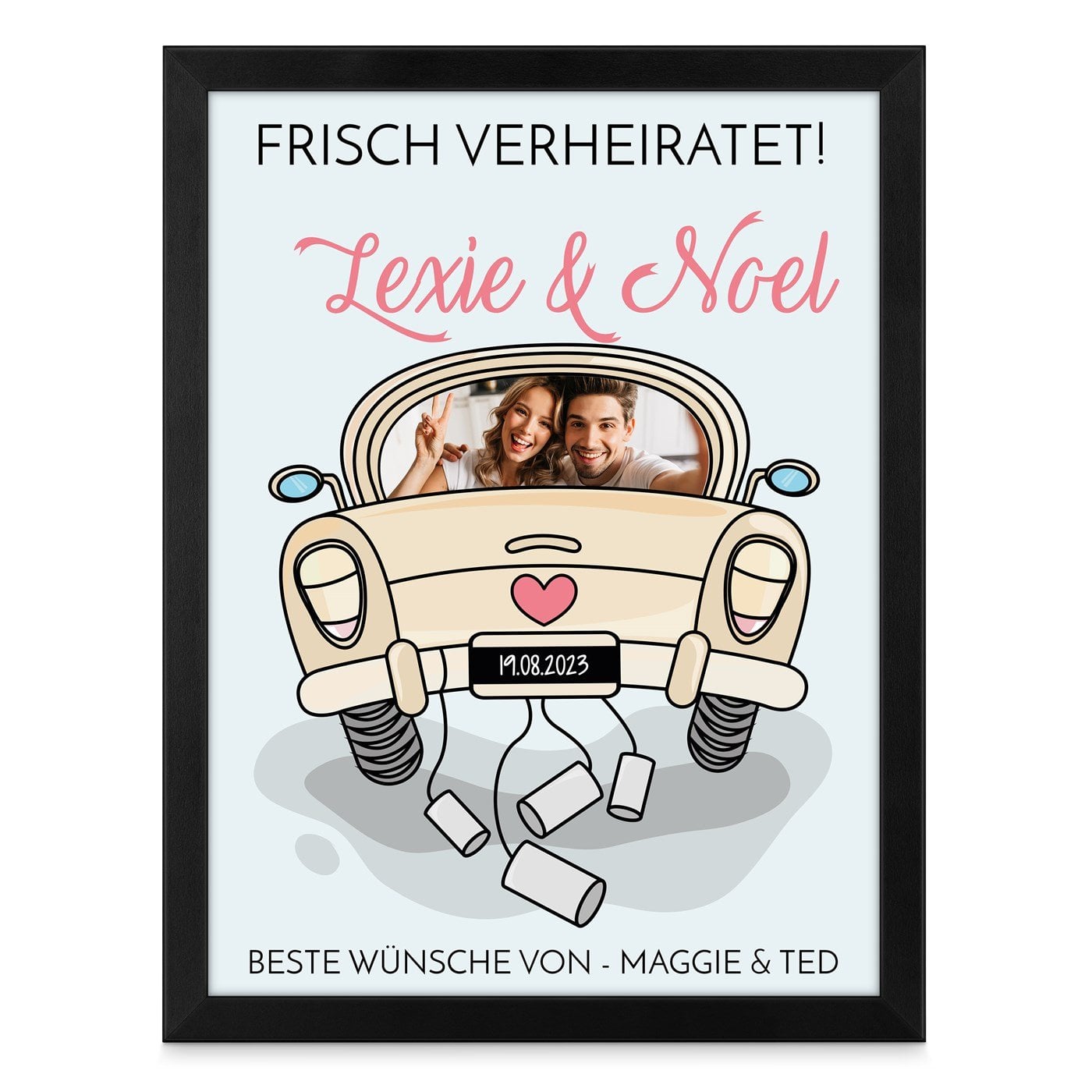 Personalisiertes Wandbildposter mit eigenem Foto für ein Paar zum Jahrestag zur Hochzeit Einweihung