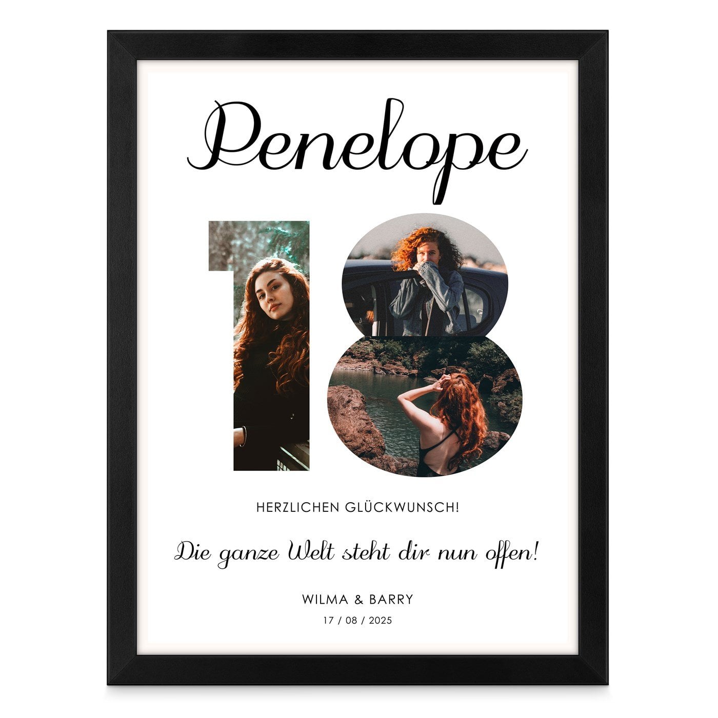 Personalisiertes Wandbildposter mit eigenem Foto für sie zum 18. Geburtstag