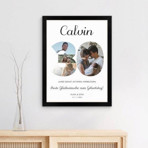 Personalisiertes Wandbildposter mit eigenem Foto für ihn zum 30. Geburtstag