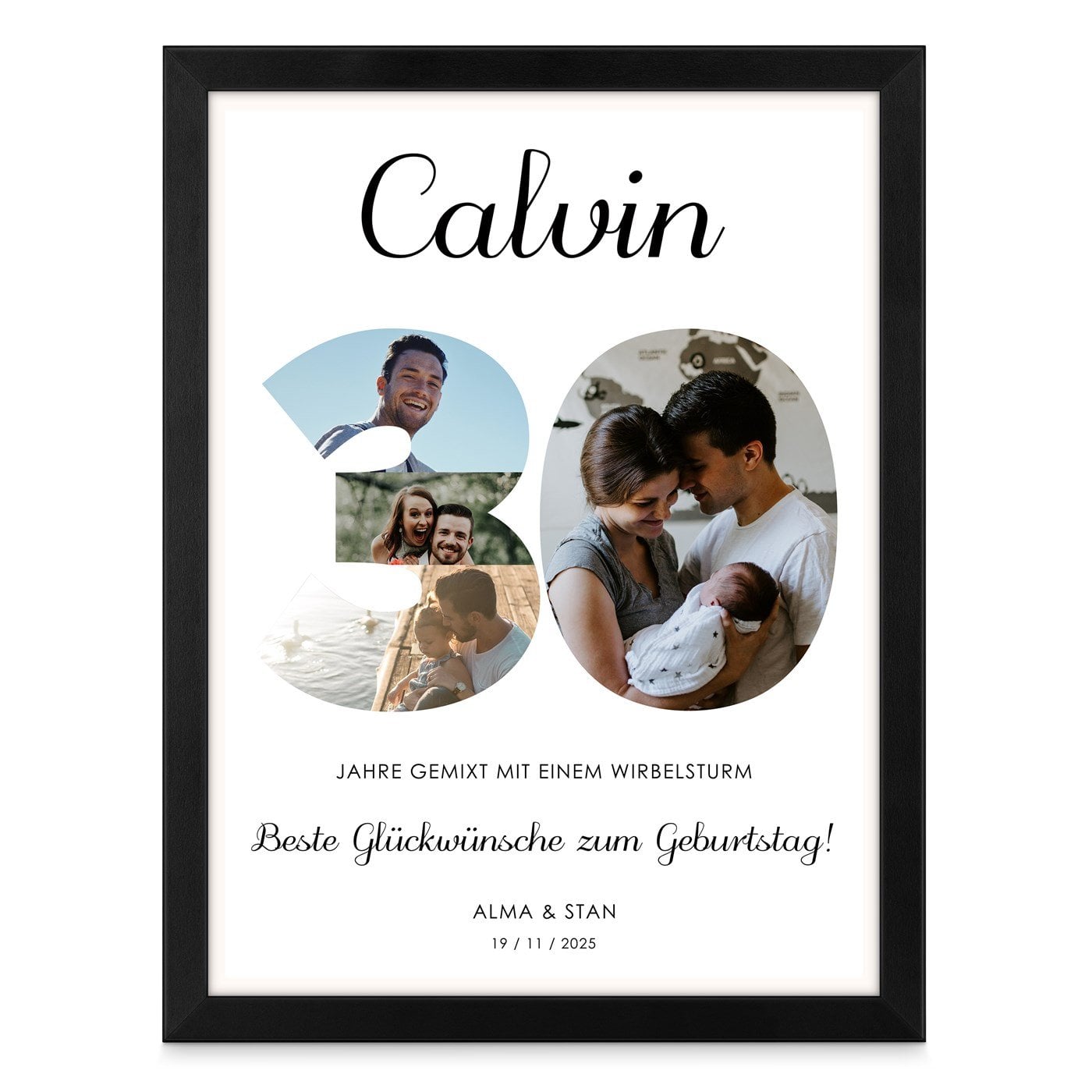 Personalisiertes Wandbildposter mit eigenem Foto für ihn zum 30. Geburtstag