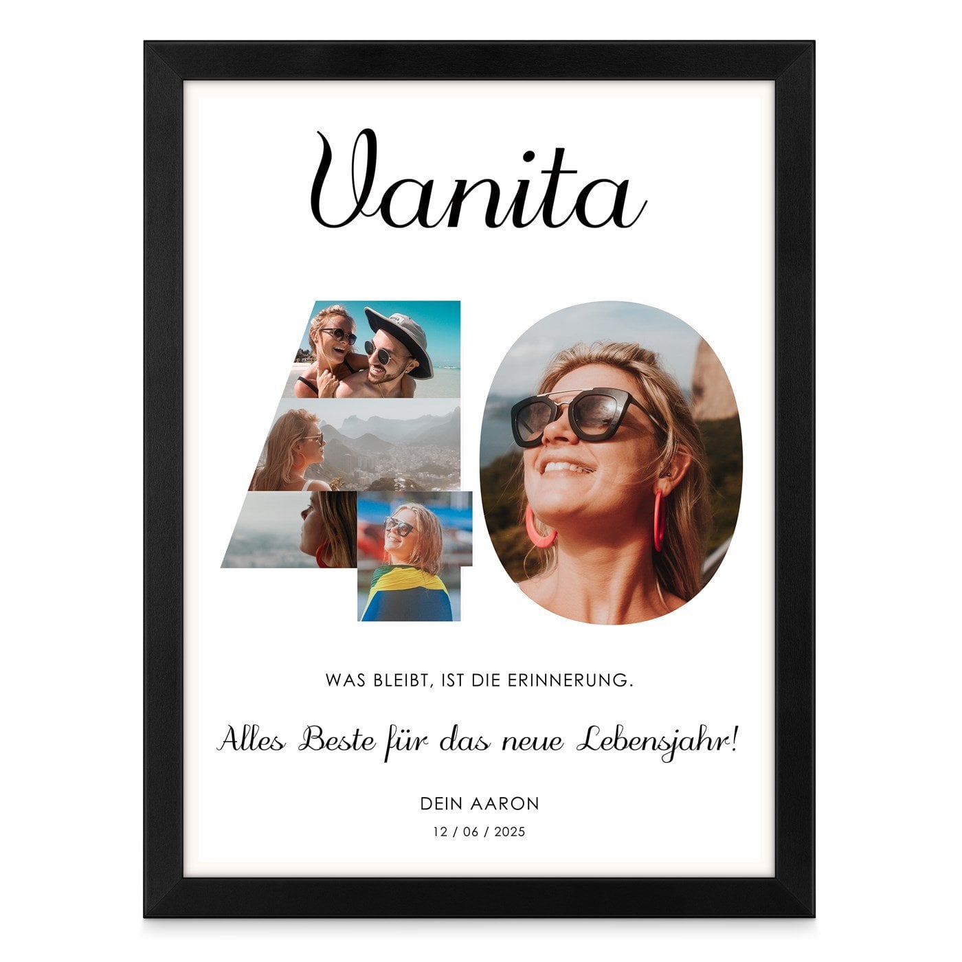 Personalisiertes Wandbildposter mit eigenem Foto für Ihre Frau zum 40. Geburtstag
