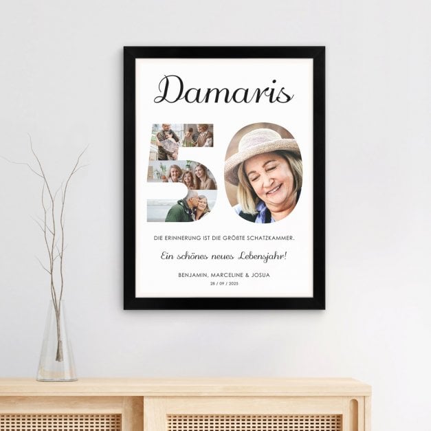 Personalisiertes Wandbildposter mit eigenem Foto für sie zum 50. Geburtstag