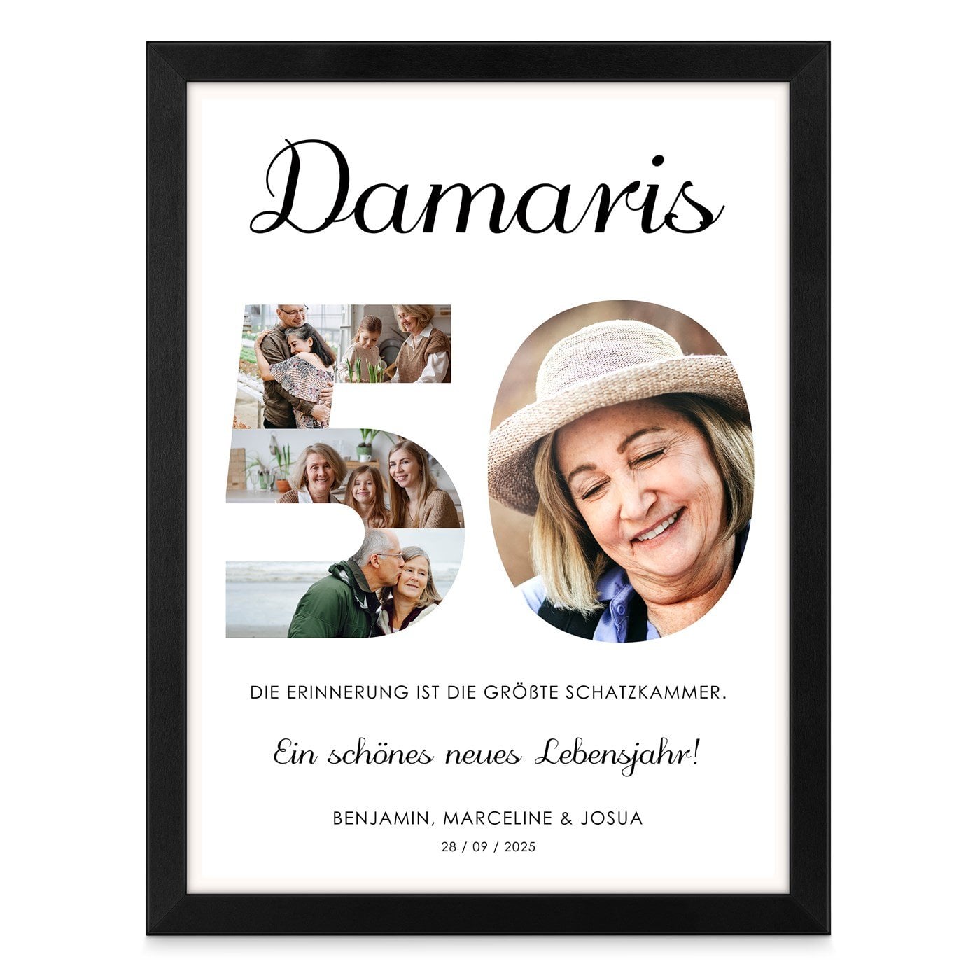 Personalisiertes Wandbildposter mit eigenem Foto für sie zum 50. Geburtstag