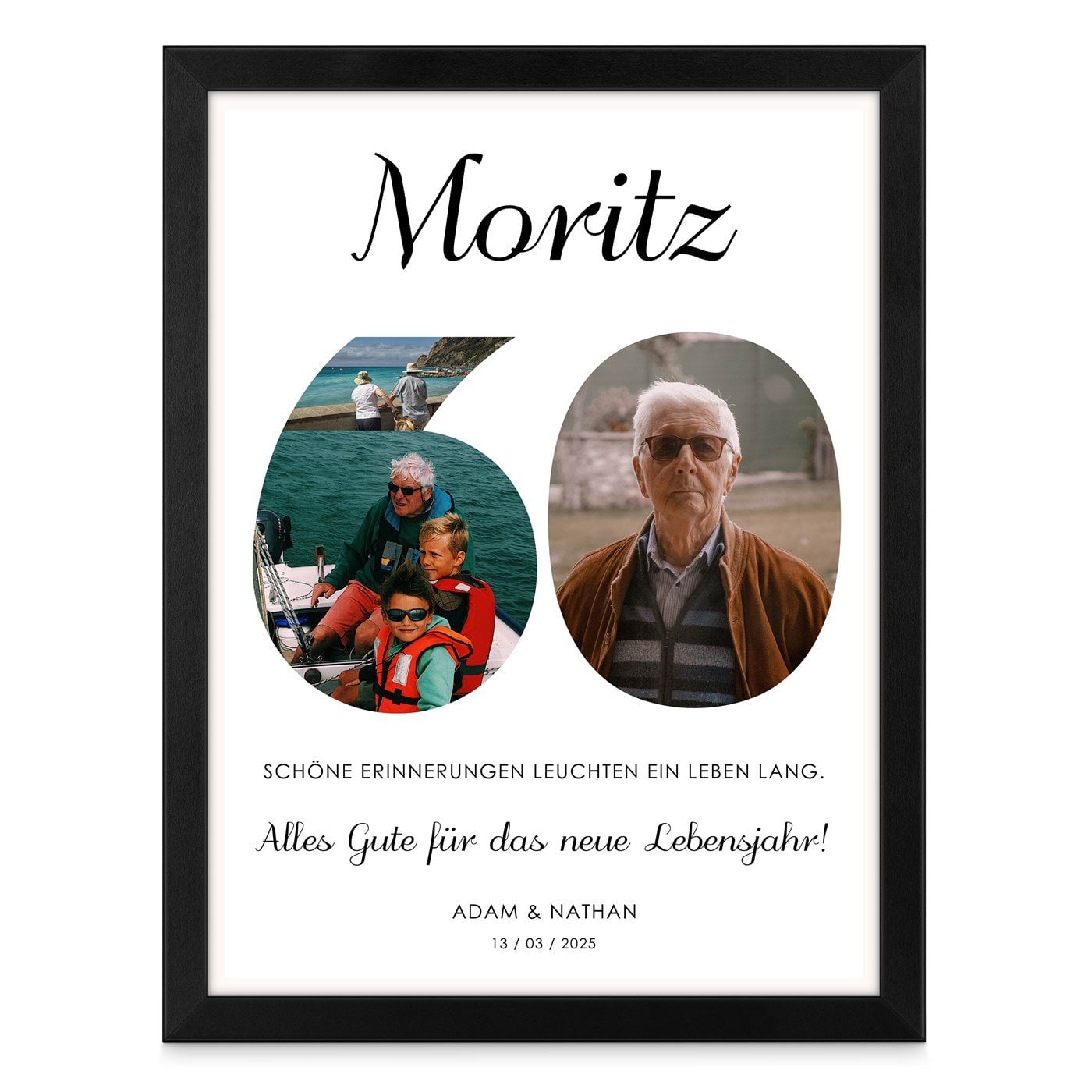 Personalisiertes Wandbildposter mit eigenem Foto für ihn zum 60. Geburtstag