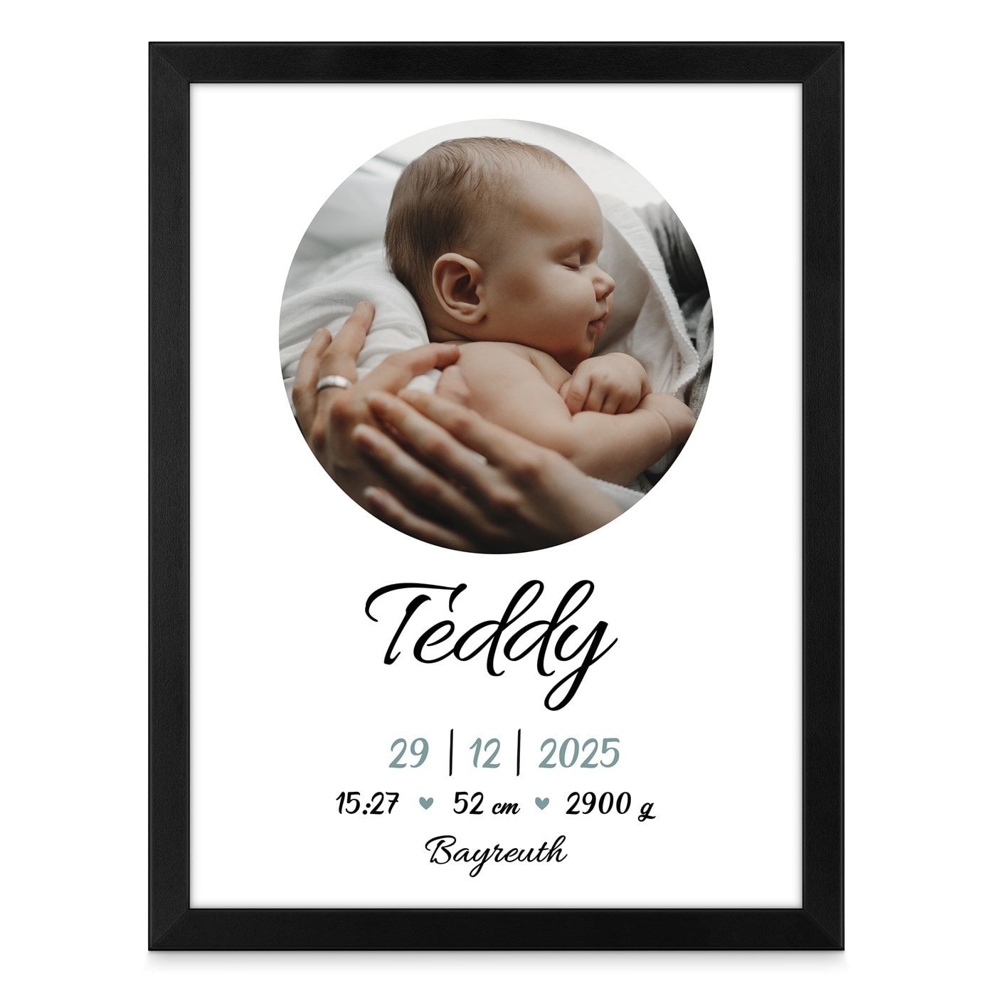 Personalisiertes Wandbildposter mit eigenem Foto für einen Jungen zur Geburt