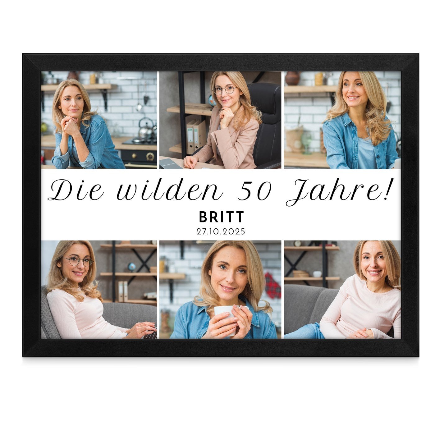 Personalisiertes Wandbildposter mit eigenem Foto für eine Frau zum 50. Geburtstag