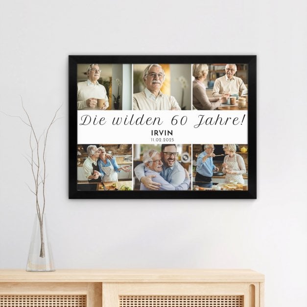 Personalisiertes Wandbildposter mit eigenem Foto für ihn zum 60. Geburtstag