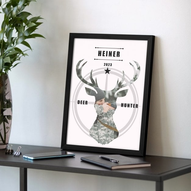 Personalisiertes Wandbildposter mit eigenem Foto für einen Jäger zum Geburtstag