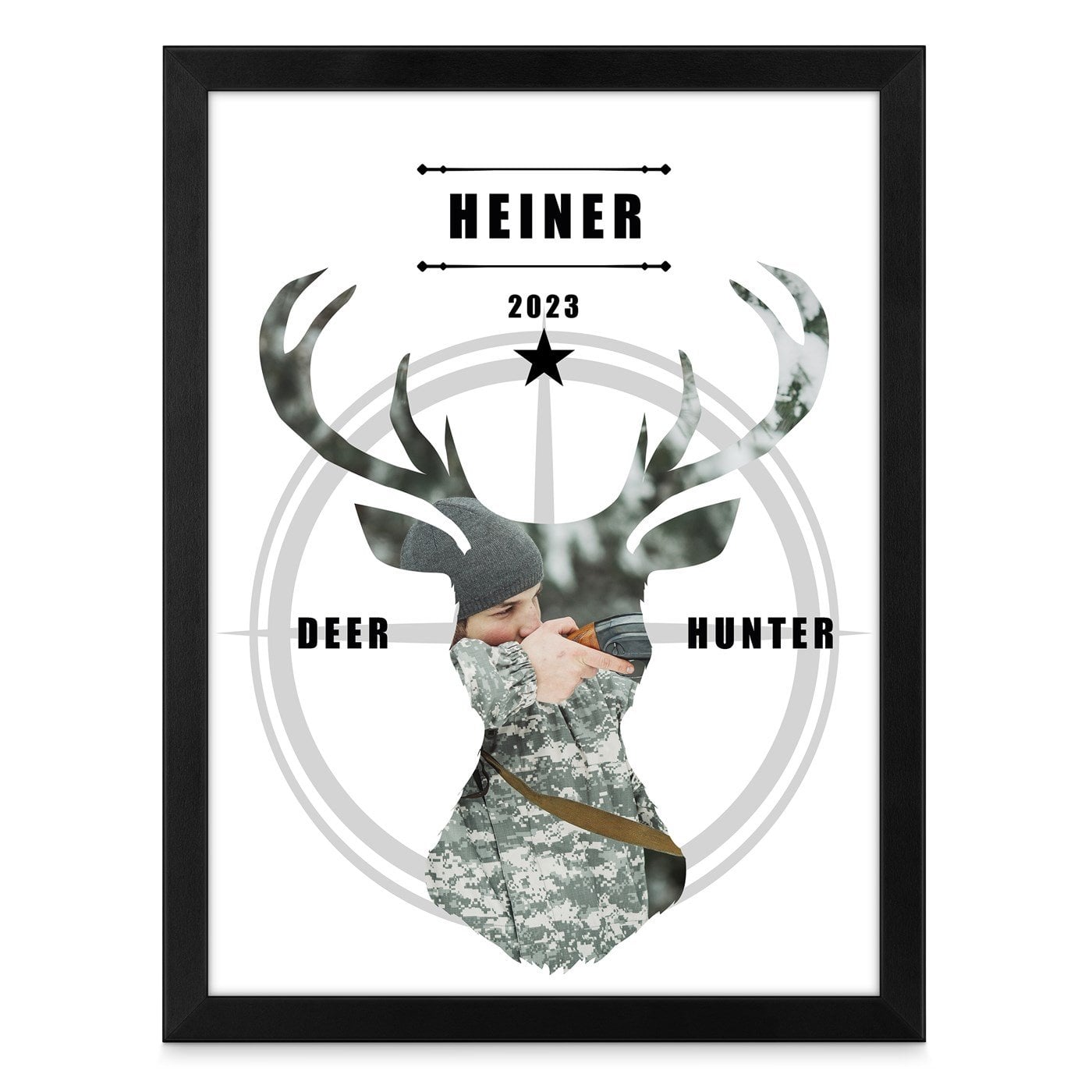 Personalisiertes Wandbildposter mit eigenem Foto für einen Jäger zum Geburtstag