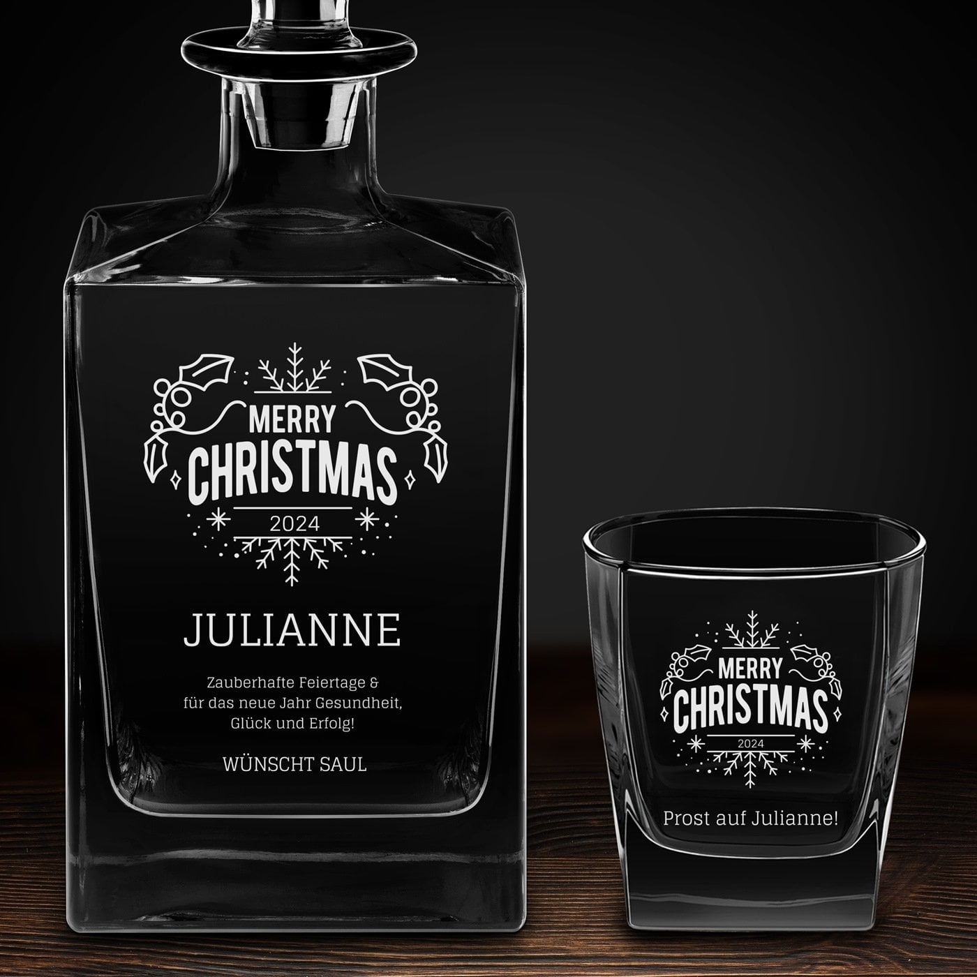 Cube Whisky Karaffe mit 6 Gläsern und Gravur für sie zu Weihnachten