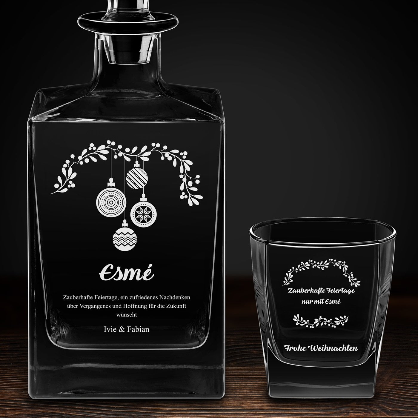 Cube Whisky Karaffe mit 6 Gläsern und Gravur für sie zu Weihnachten