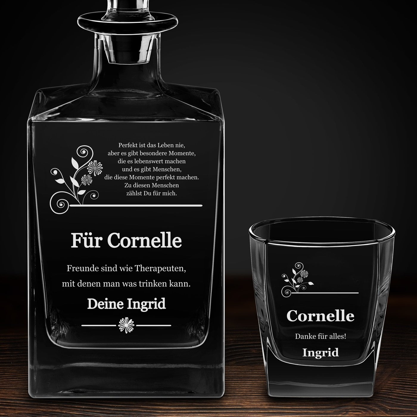 Cube Whisky Karaffe mit 6 Gläsern und Gravur für ihn