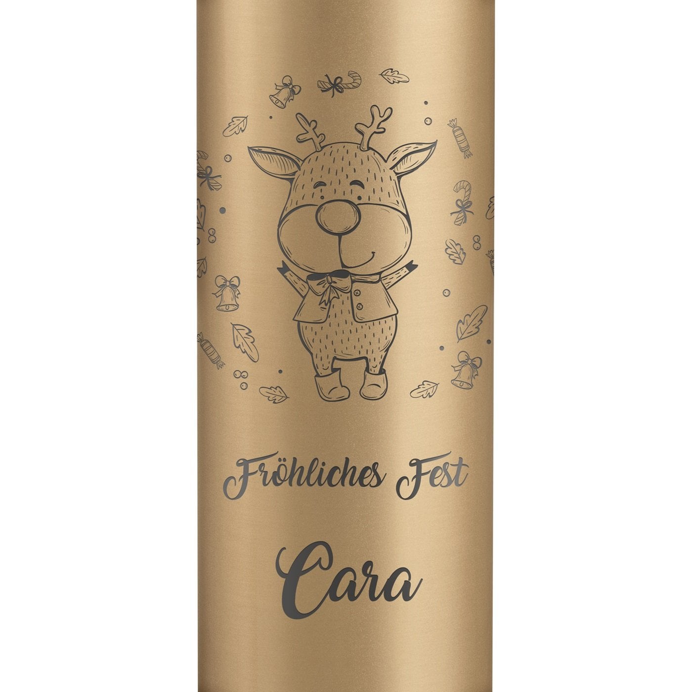 Auslaufsichere Thermosflasche mit Gravur Gold 400 ml für sie zur Weihnachtsfeier