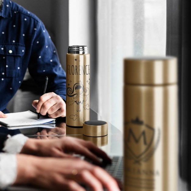 Auslaufsichere Thermosflasche mit Gravur Gold 400 ml für sie eine Fee zum Geburtstag