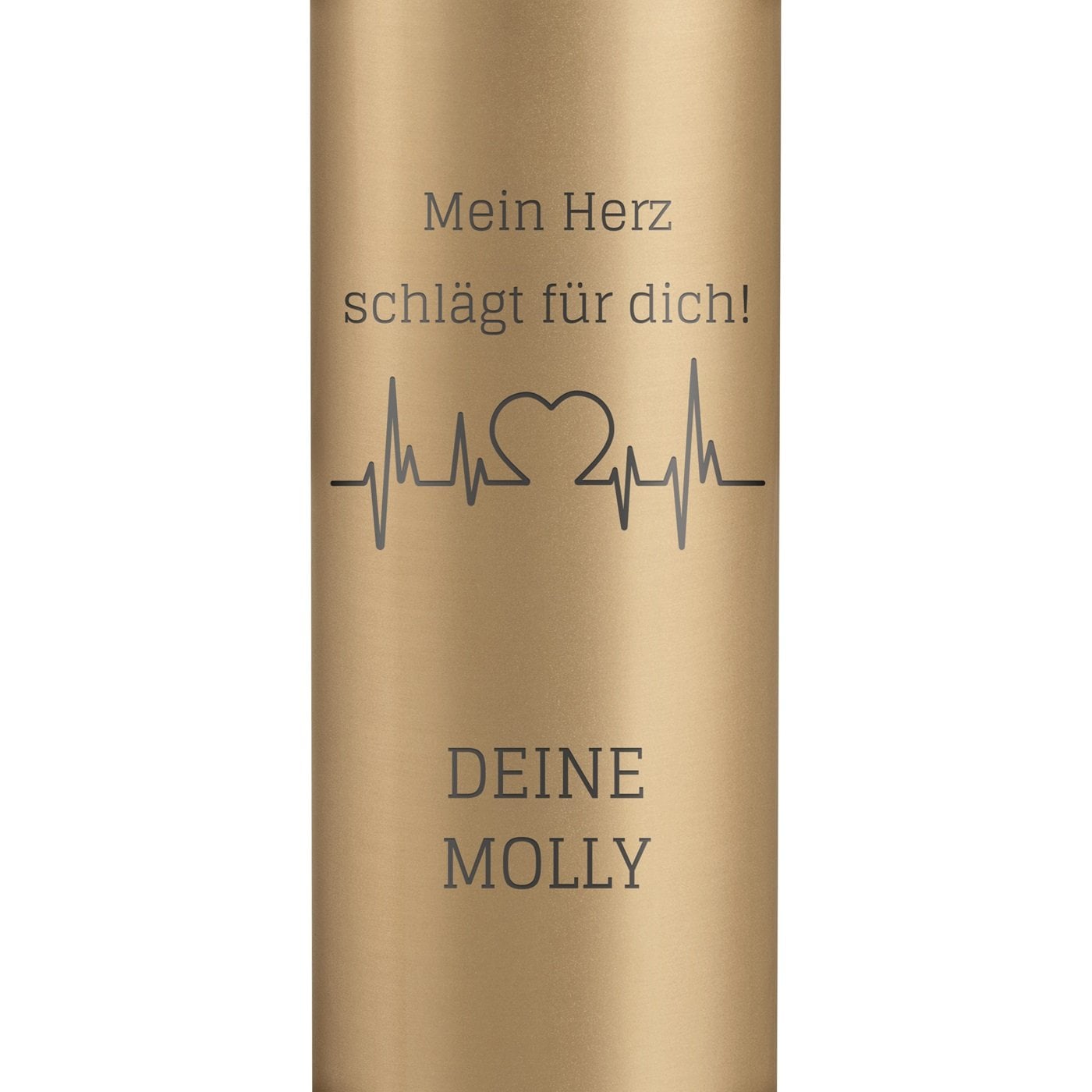 Auslaufsichere Thermosflasche mit Gravur Gold 400 ml für Ihren Liebsten, Ehemann nicht nur zum Valentinstag, Hochzeitstag
