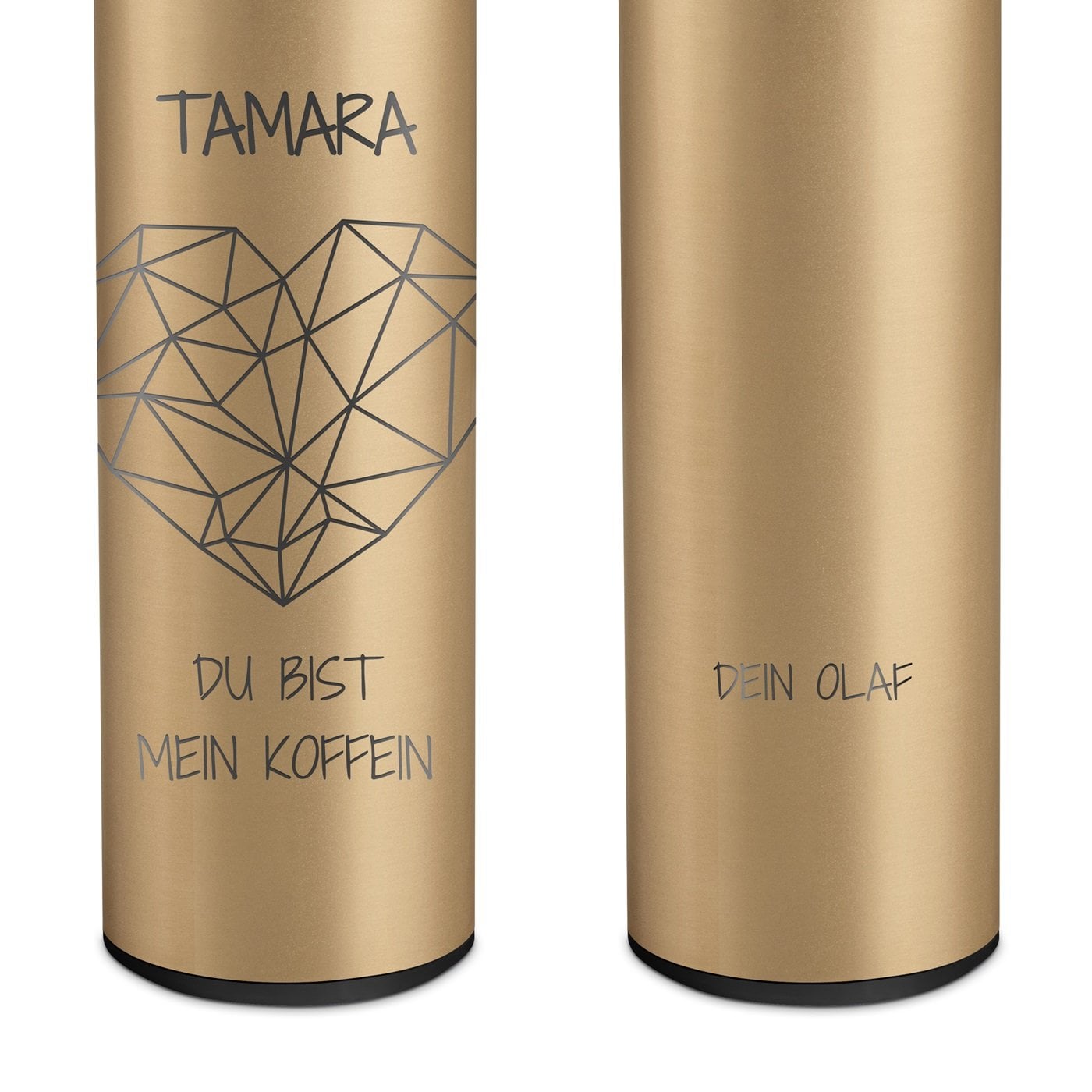 Auslaufsichere Thermosflasche mit Gravur Gold 400 ml für Ihre Liebste, Ehefrau nicht nur zum Valentinstag