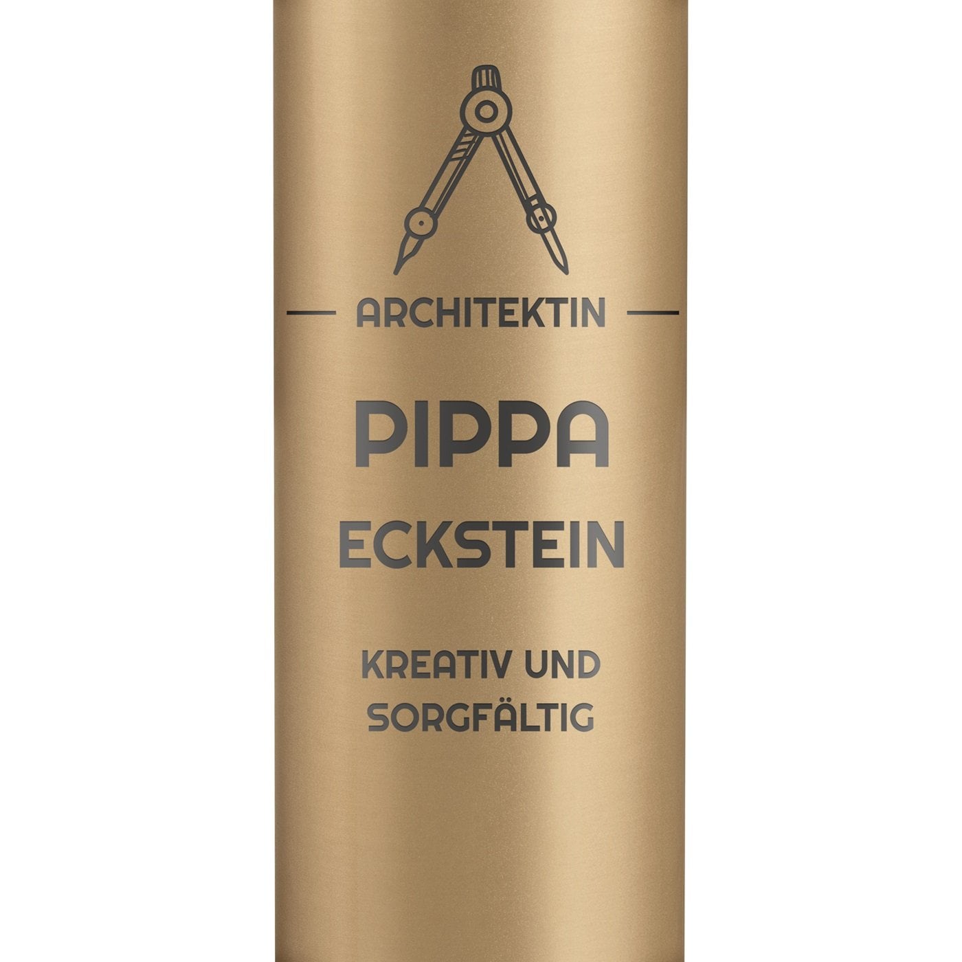 Auslaufsichere Thermosflasche mit Gravur Gold 400 ml für eine Architektin, Designerin, Ingenieurin