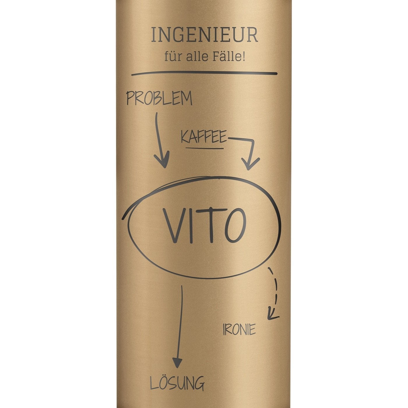 Auslaufsichere Thermosflasche mit Gravur Gold 400 ml für einen Ingenieur