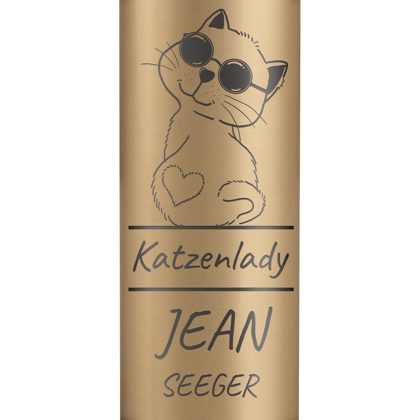 Auslaufsichere Thermosflasche mit Gravur Gold 400 ml für eine Katzenlady