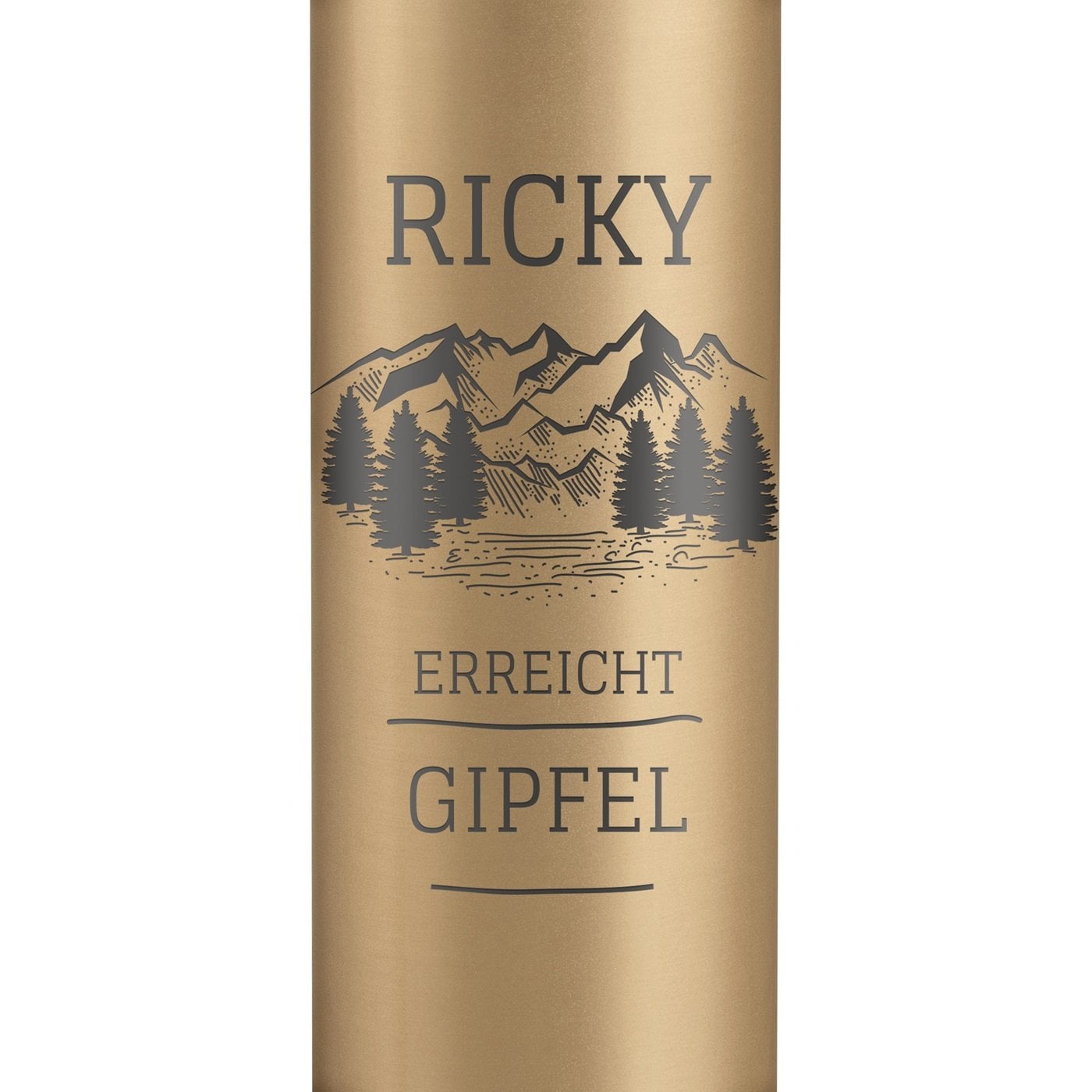 Auslaufsichere Thermosflasche mit Gravur Gold 400 ml für einen Bergsteiger, Reisefan