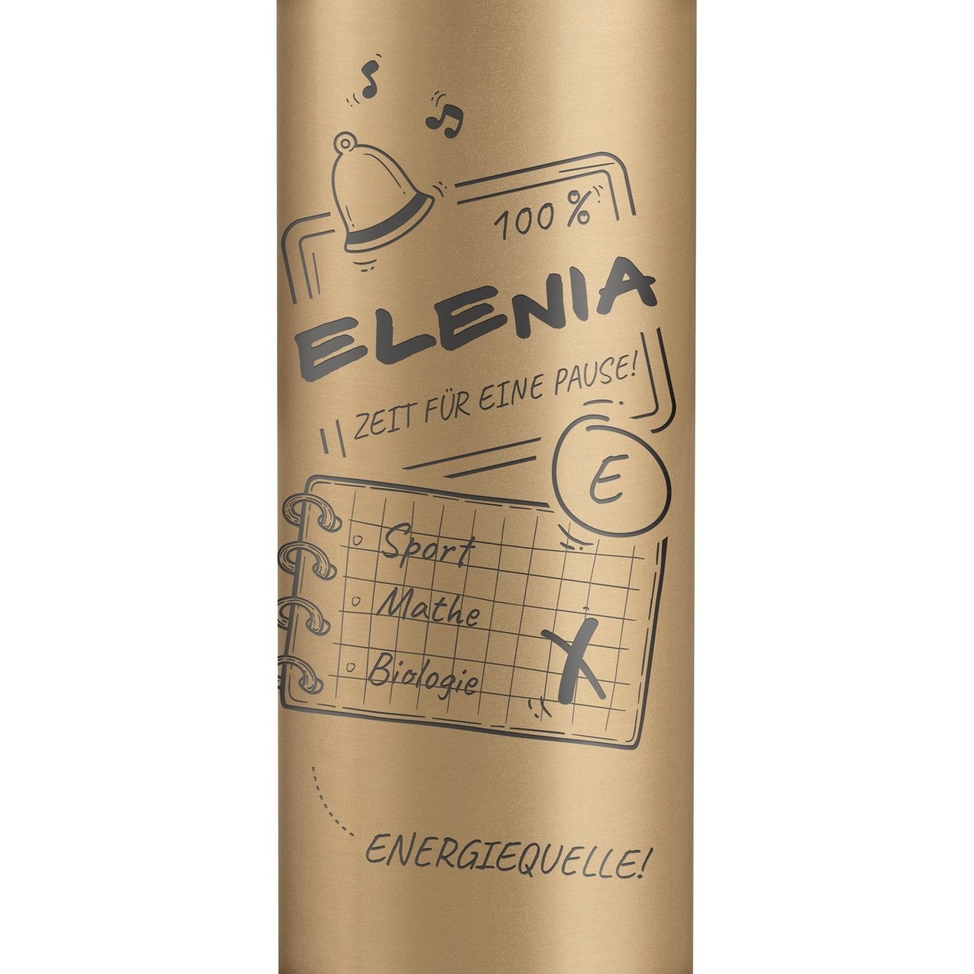 Auslaufsichere Thermosflasche mit Gravur Gold 400 ml für eine Schülerin