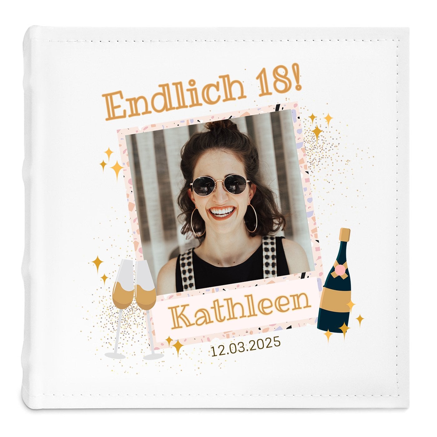 Fotoalbum zum Einstecken mit Aufdruck und eigenem Cover-Foto für eine Achtzehnjährige