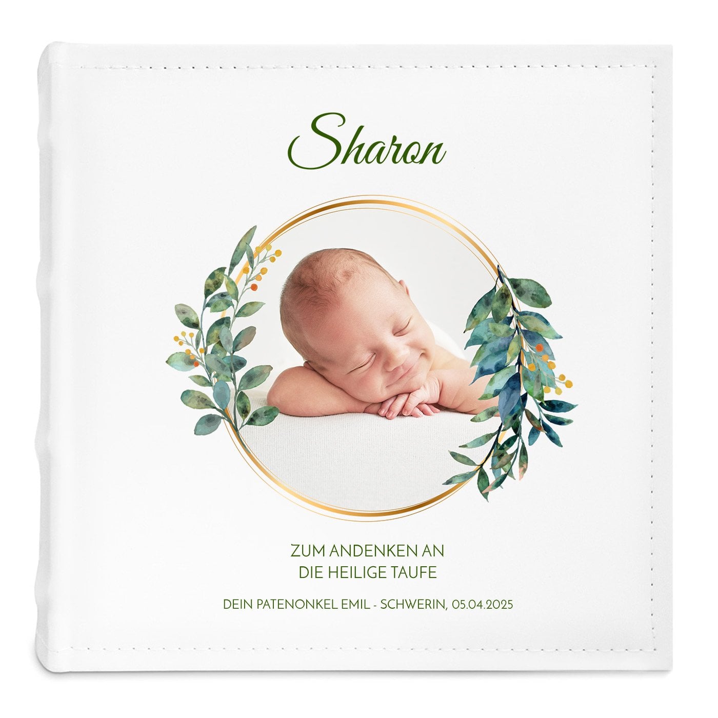 Fotoalbum zum Einstecken mit Aufdruck und eigenem Cover-Foto für ein Baby zur Taufe 