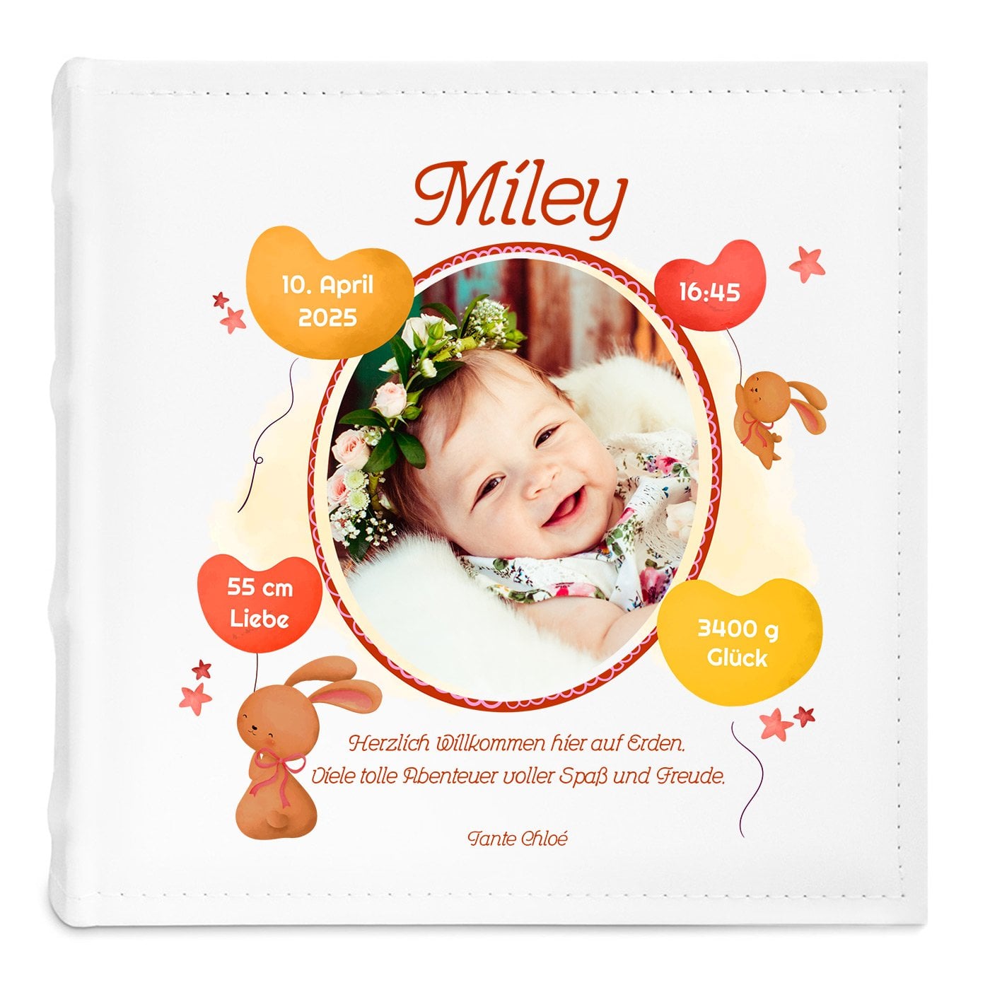 Fotoalbum zum Einstecken mit Aufdruck und eigenem Cover-Foto für Kinder zur Geburt