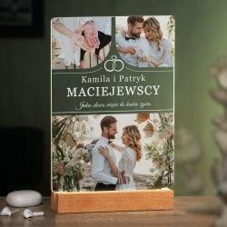 Beleuchteter LED-Rahmen mit eigenen Fotos und Holzständer Größe XL für ein Liebespaar zur Hochzeit zum Hochzeitstag Hauseinweihu
