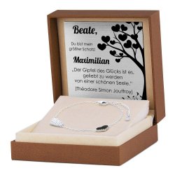 Damen Herz Armband aus 925er Silber in exklusiver Geschenkbox mit Gravur