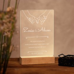 Beleuchteter LED-Rahmen mit eigenen Fotos und Holzständer Größe L für ein Paar zur Hochzeit zum Hochzeitstag Einzug