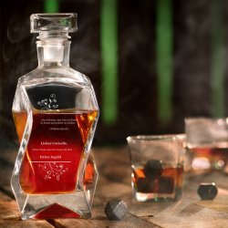 Moderne Whisky Karaffe mit 6 Gläsern und Gravur für ihn