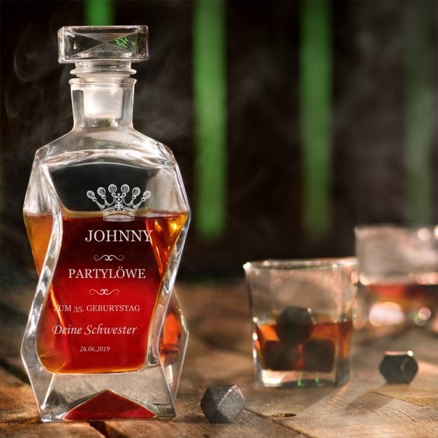 Moderne Whisky Karaffe mit 4 Gläsern und Gravur für einen Tänzer zum Geburtstag