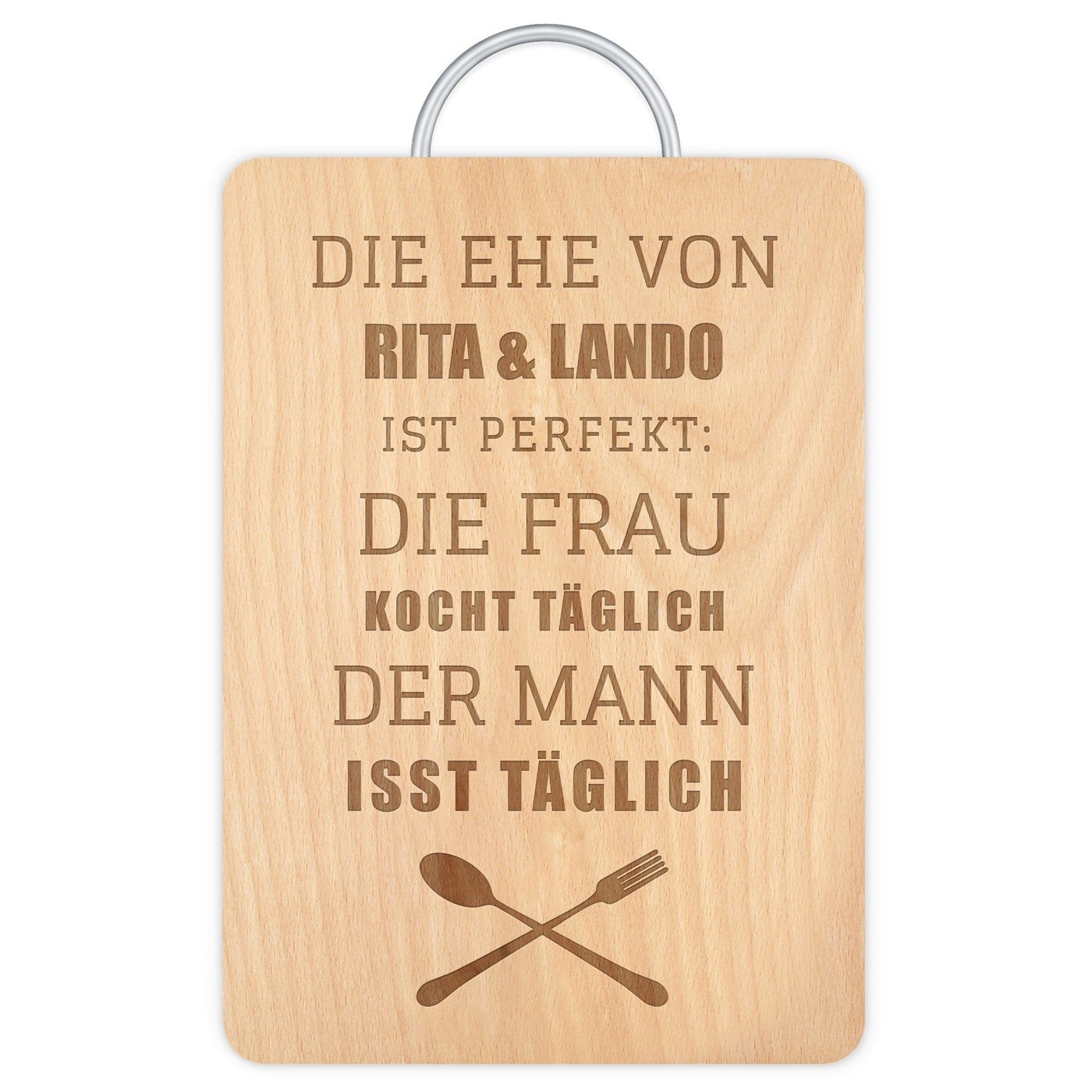 Rechteckiges Schneidebrett mit Gravur für ein Paar zur Hochzeit, zum Jubiläum Einzug 