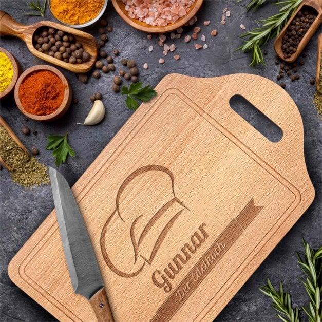 Holz Schneidebrett mit Gravur für ihn zum Geburtstag Namenstag