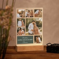 Beleuchteter LED-Rahmen mit eigenen Fotos und Holzständer Größe L für Ihren Geliebten, Verlobten, Ehemann zum Valentinstag Hochz