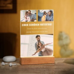 Beleuchteter LED-Rahmen mit eigenen Fotos und Holzständer Größe L für Ihren Vater zum Vatertag