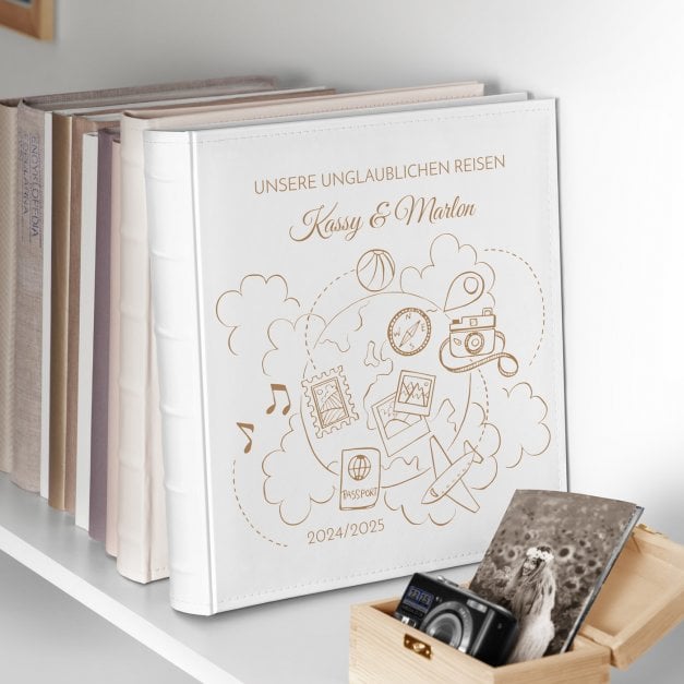 Einsteckalbum mit Aufdruck für Weltenbummler