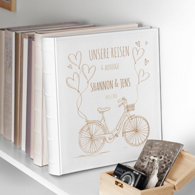Einsteckalbum mit Aufdruck für ein Radfahrerpaar zum Hochzeitsjubiläum, zur Einzugsparty