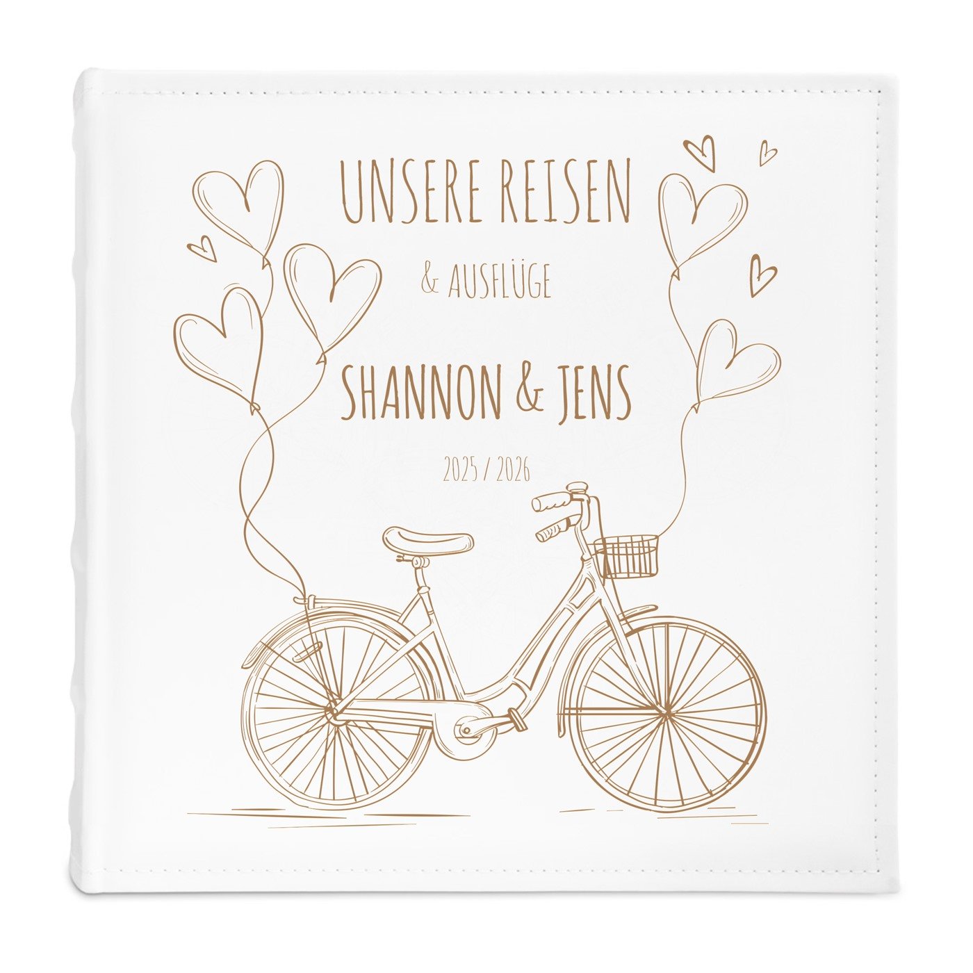 Einsteckalbum mit Aufdruck für ein Radfahrerpaar zum Hochzeitsjubiläum, zur Einzugsparty