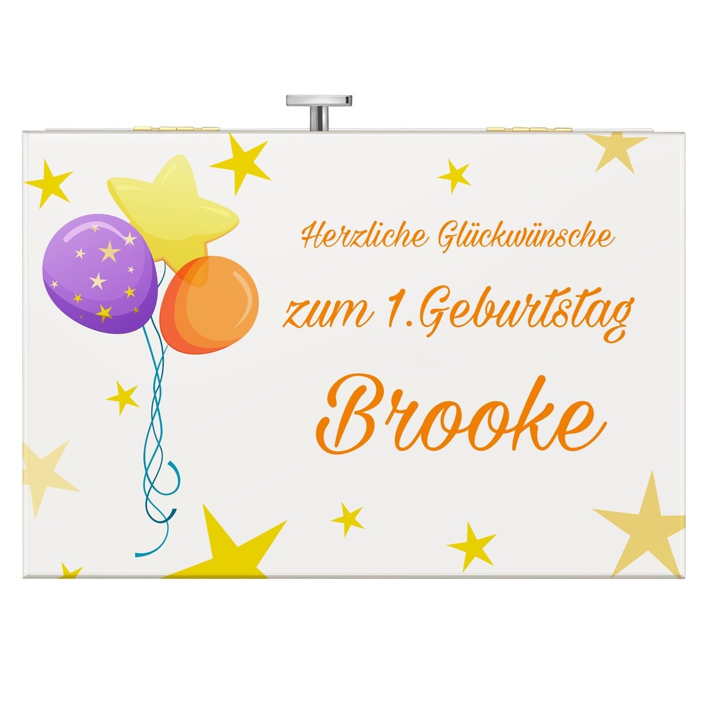 Jewelkeeper mit Ballerina-Spieldose und Aufdruck für ein Mädchen zum 1. Geburtstag