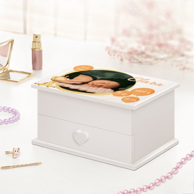 Jewelkeeper mit Ballerina-Spieldose und Aufdruck von eigenem Foto für ein Mädchen zur Geburt Taufe
