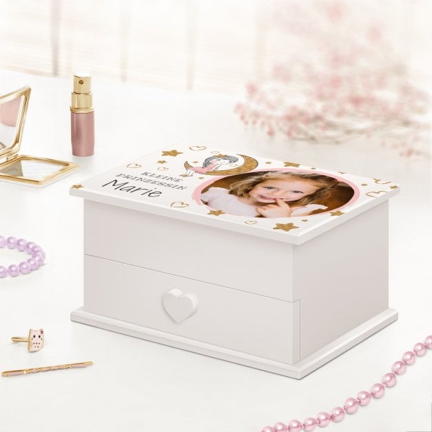 Jewelkeeper mit Ballerina-Spieldose und Aufdruck von eigenem Foto für ein Mädchen zum Geburtstag Mond