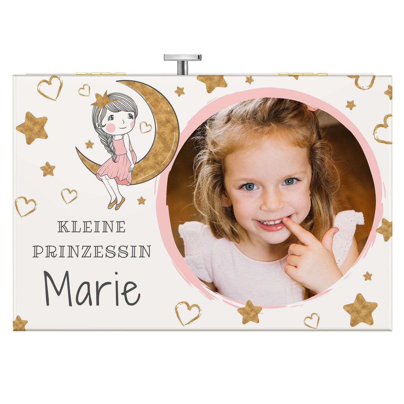 Jewelkeeper mit Ballerina-Spieldose und Aufdruck von eigenem Foto für ein Mädchen zum Geburtstag Mond
