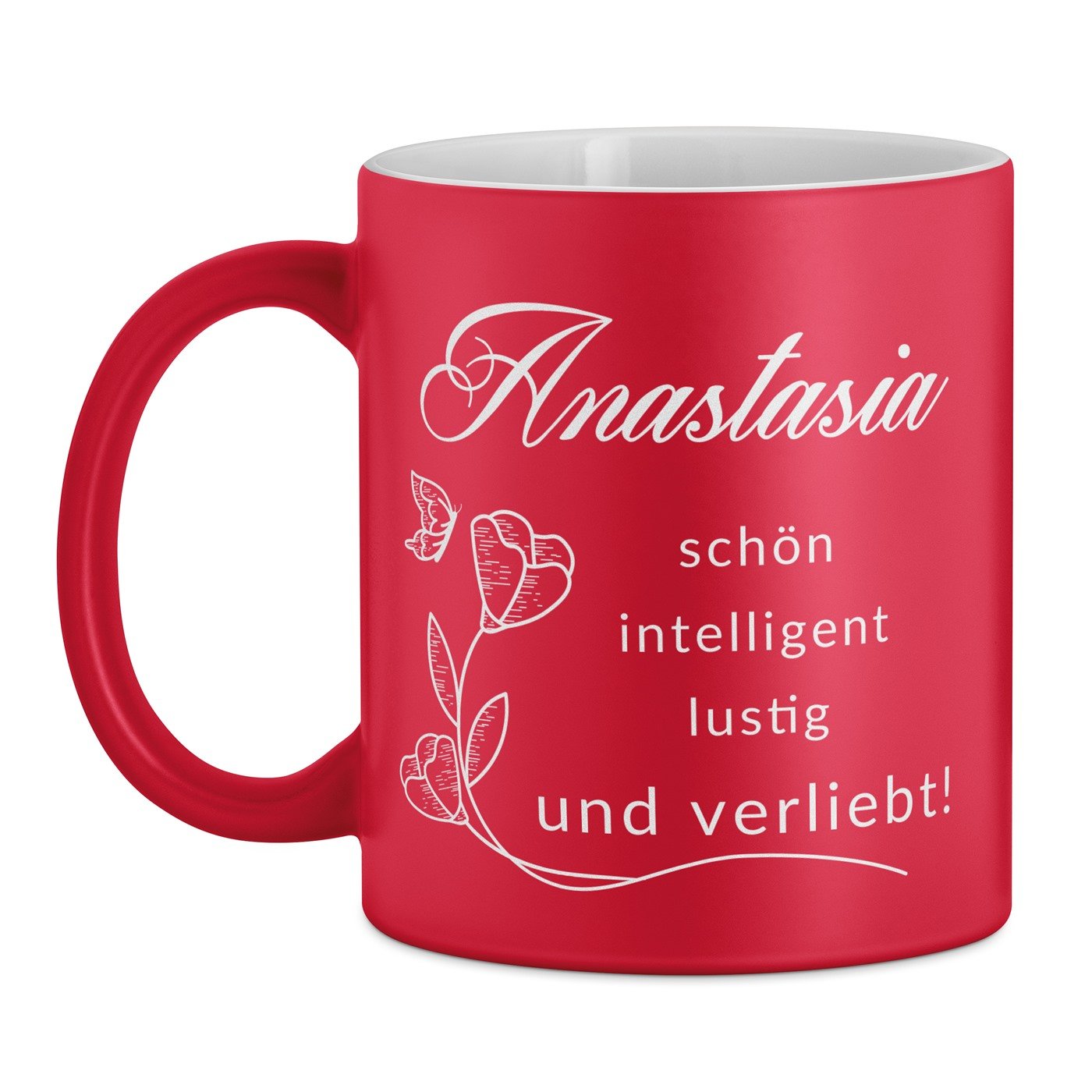 Keramikbecher mit Gravur Rot/Matt für sie Ihre Freundin Ehefrau zum Ehrentag