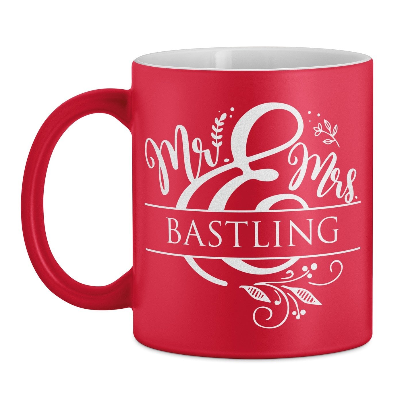 Keramikbecher mit Gravur Rot/Matt für ein Paar zur Hochzeit zum Hochzeitstag Einzug