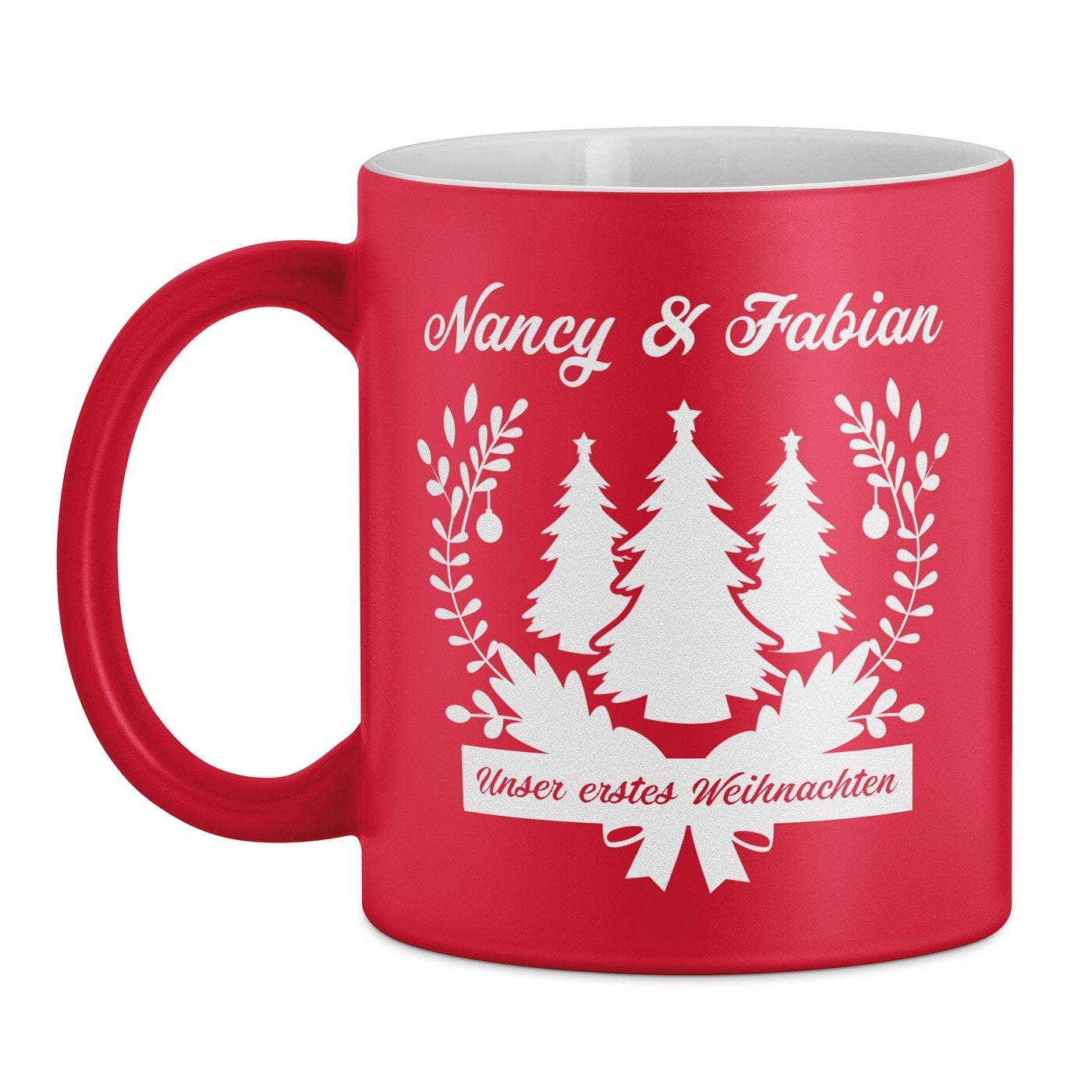 Keramikbecher mit Gravur Rot/Matt für ein Paar zu Weihnachten