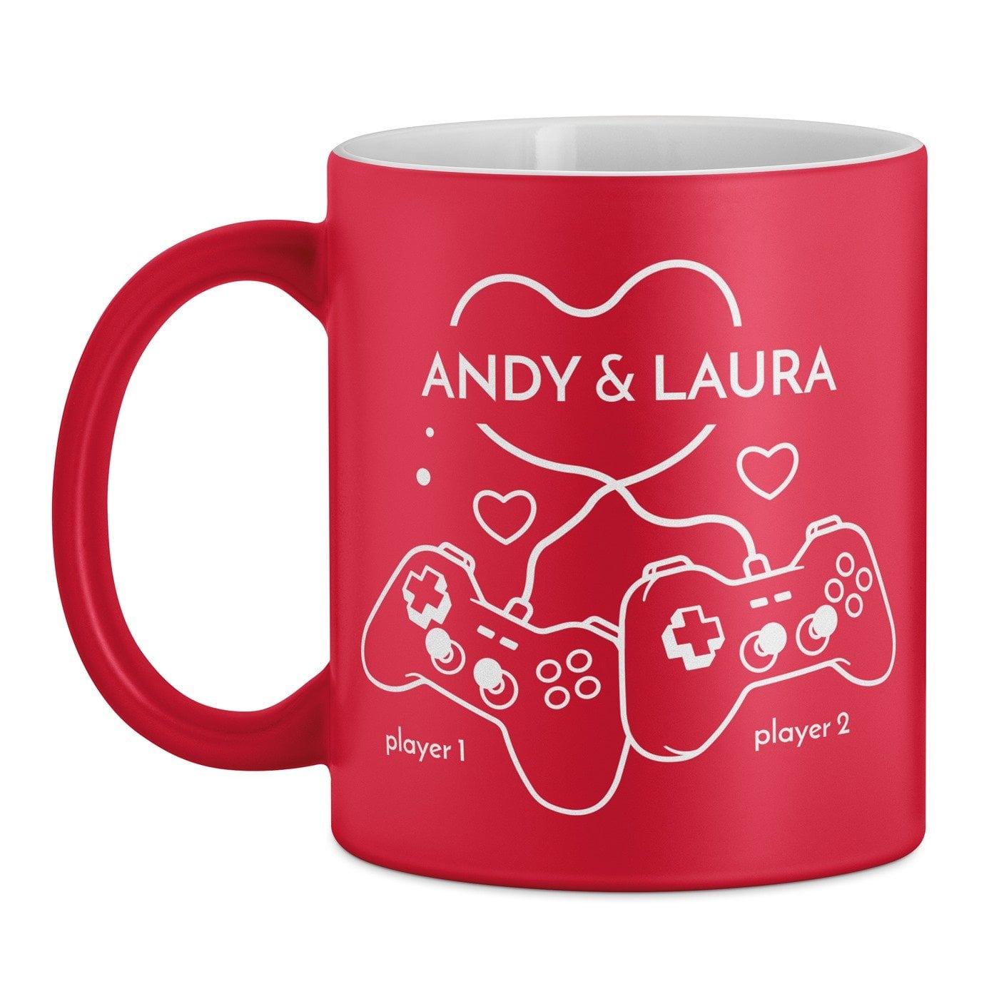 Keramikbecher mit Gravur Rot/Matt für Gamer Ihre Freundin Ihren Freund zum Valentinstag