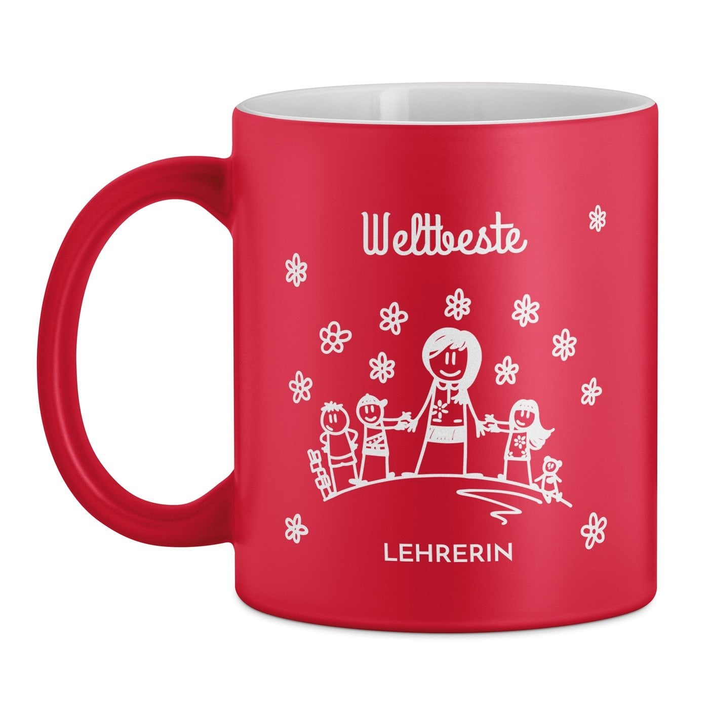 Keramikbecher mit Gravur Rot/Matt für Ihre Kindergärtnerin Lehrerin