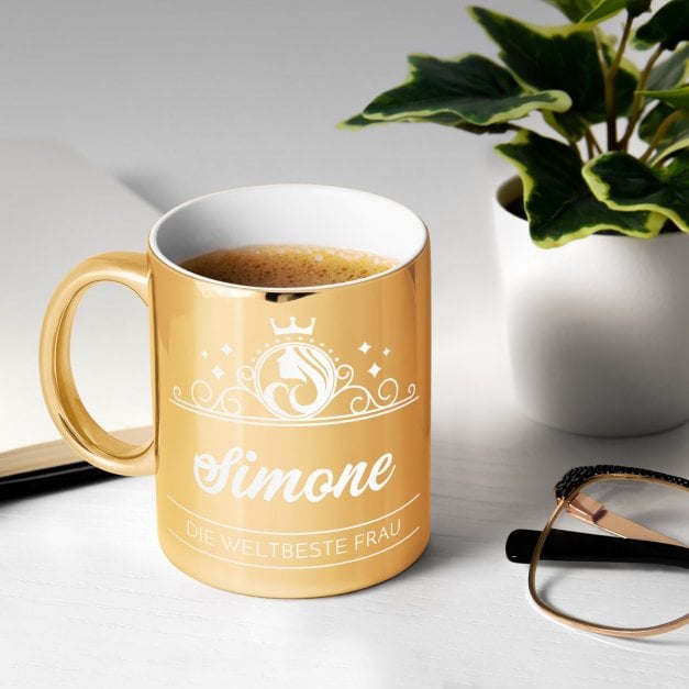 Kaffeebecher mit Gravur Gold/Glänzend für sie zum Geburtstag